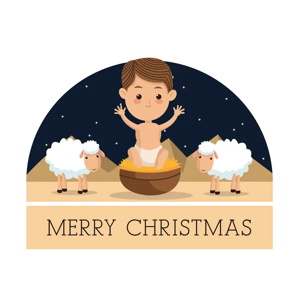 Малюк Ісус значок. Веселого різдвяного дизайну. Векторна графіка — стоковий вектор