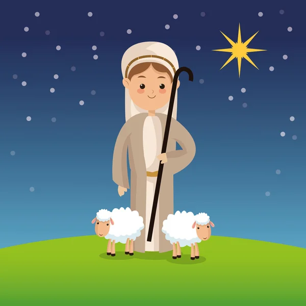 Shepherd ikon. God jul design. Vektorgrafik — Stock vektor