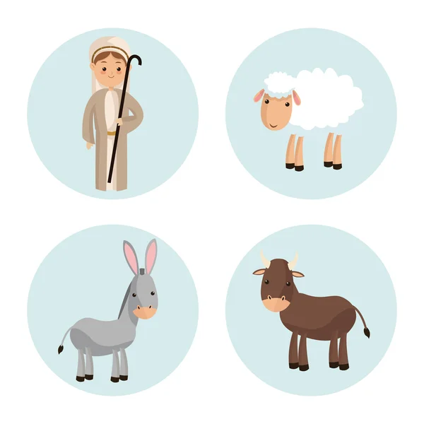 Икона пастуха. Счастливого рождественского дизайна. Векторная графика — стоковый вектор