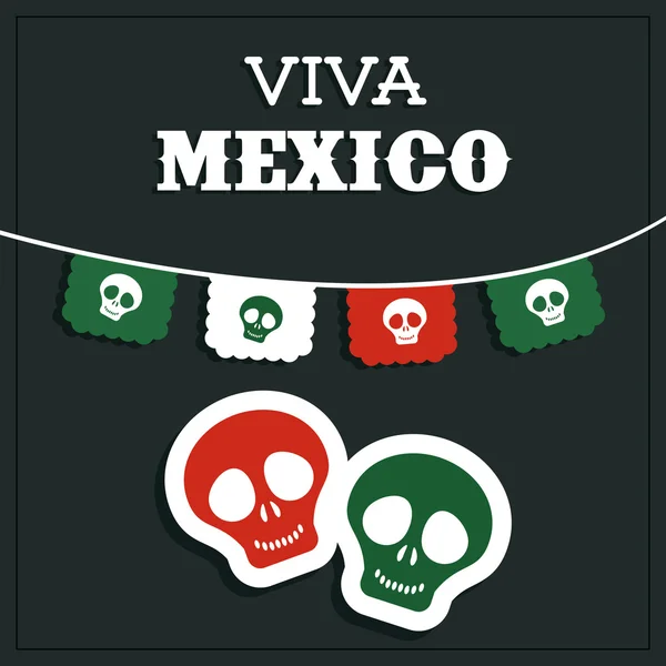 Skalle ikon. Mexiko kultur. Vektorgrafik — Stock vektor