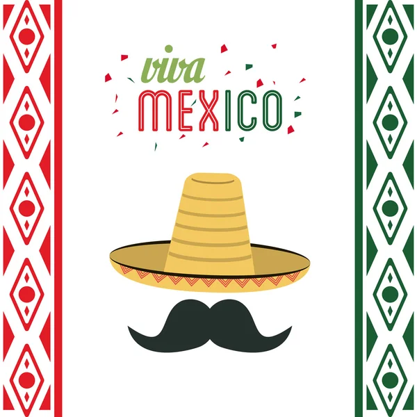 Sombrero y bigote icono. Cultura mexicana. Gráfico vectorial — Vector de stock