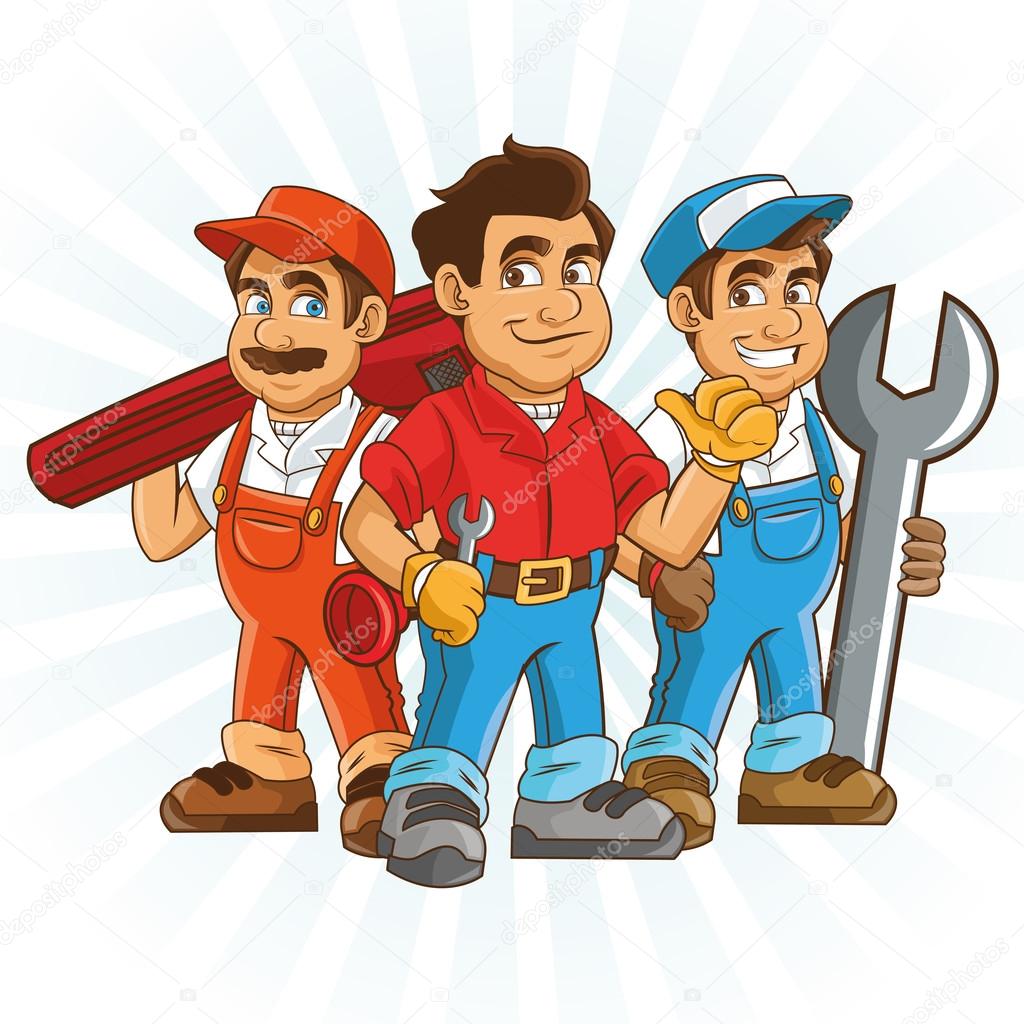 Plumbing Service Plumber Cartoon Design Vector Graphic Stock