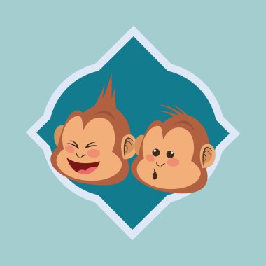 Hayvan tasarımı. maymun simgesi. İzole illüstrasyon, vektör