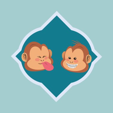 Hayvan tasarımı. maymun simgesi. İzole illüstrasyon, vektör