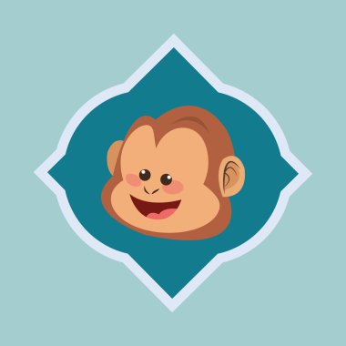 Hayvan tasarımı. maymun simgesi. İzole illüstrasyon, vektör