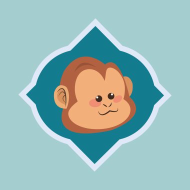 Hayvan tasarımı. maymun simgesi. İzole illüstrasyon, vektör