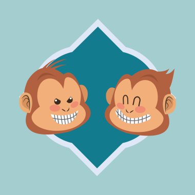 Hayvan tasarımı. maymun simgesi. İzole illüstrasyon, vektör