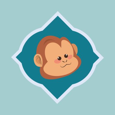 Hayvan tasarımı. maymun simgesi. İzole illüstrasyon, vektör