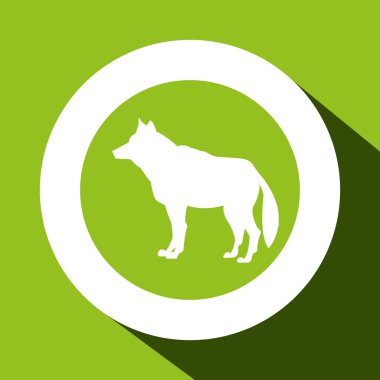 Hayvan tasarımı. Kurt simgesi. Siluet illüstrasyon, vektör