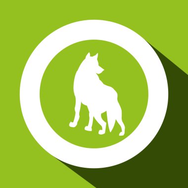 Hayvan tasarımı. Kurt simgesi. Siluet illüstrasyon, vektör