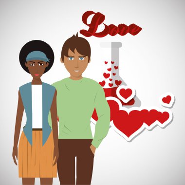 Tasarım seviyorum. Romantik simgesi. Derma illüstrasyon, vektör grafik