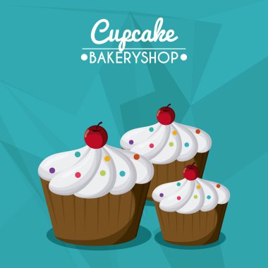 Bir şekilde dekore edilmiş Cupcake. Tatlı simgesi. vektör grafiği