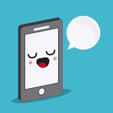 akıllı telefon simgesi. Kawaii ve teknoloji. Vektör grafiği