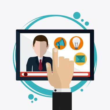 renkli webinar simgesinin üzerine beyaz arka plan, vektör çizim