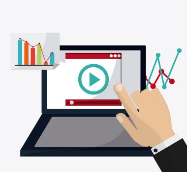 renkli webinar simgesinin üzerine beyaz arka plan, vektör çizim