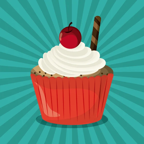 Cupcake decorato. Dolce icona. grafica vettoriale — Vettoriale Stock