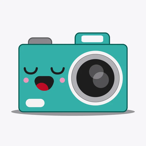 Icona della fotocamera. Kawaii e tecnologia. Grafico vettoriale — Vettoriale Stock