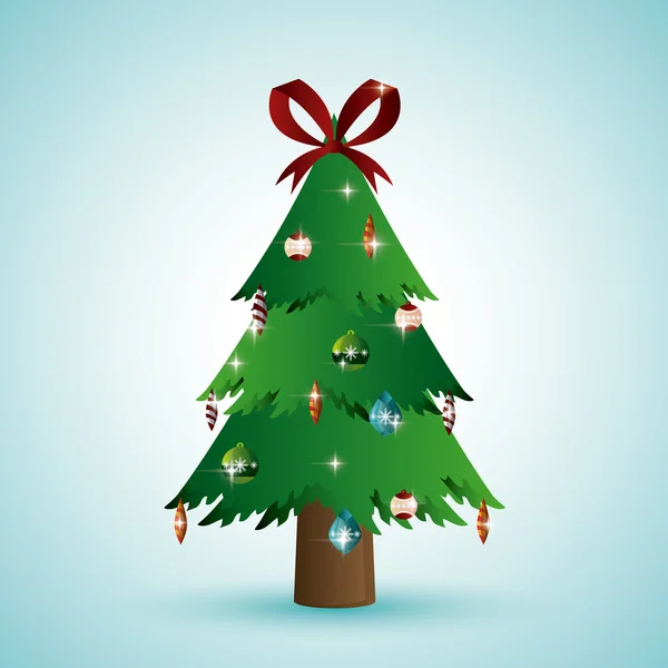 Tallträd och present ikon. God jul design. vektorgrafik — Stock vektor