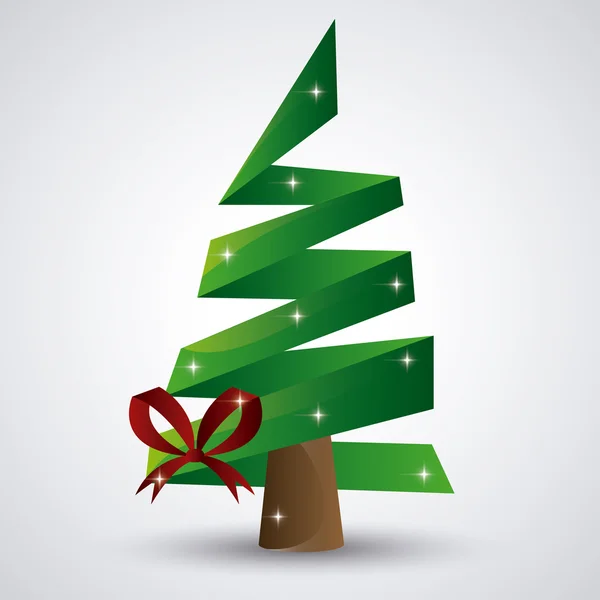 Pine Tree en cadeau icoon. Merry Christmas design. Vectorafbeelding — Stockvector