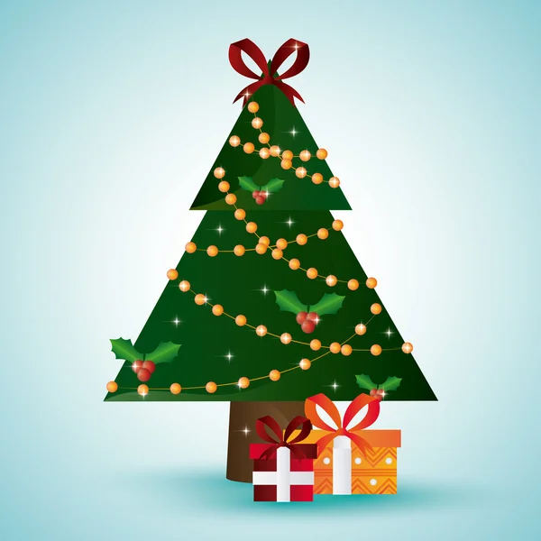 Pine tree och gåvor design. God Jul. vektorgrafik — Stock vektor