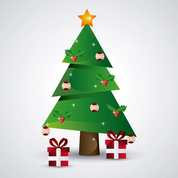 Kiefer und Geschenkdesign. Frohe Weihnachten. Vektorgrafik — Stockvektor