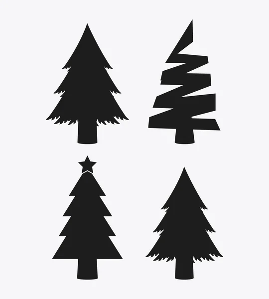 Çam ağaçları simgesi ayarlayın. Mutlu Noeller tasarım. vektör grafiği — Stok Vektör