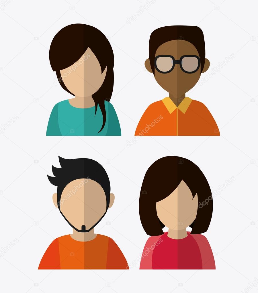 People Together To Kawaii Avatar Icon Stock Illustration