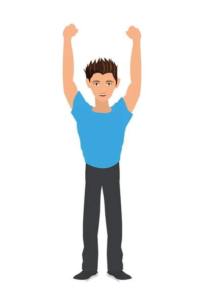 Homme aux bras levés icône — Image vectorielle