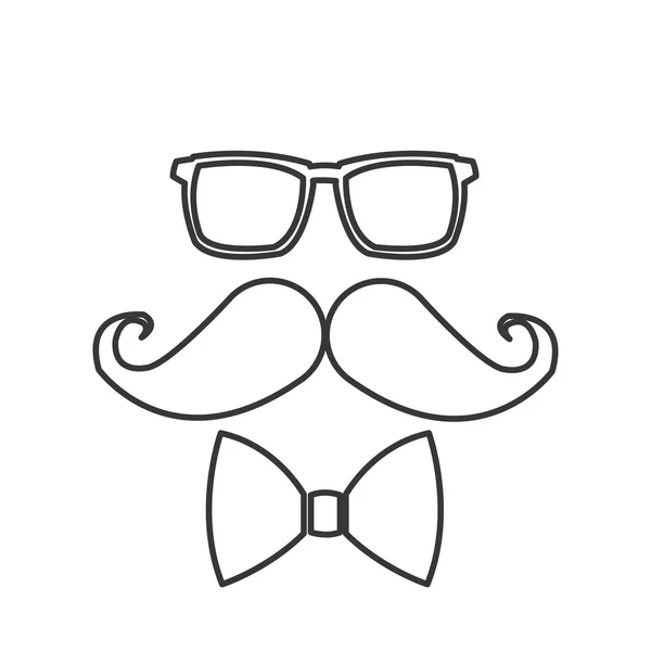 Glasses mustache bowtie icon — Stock Vector