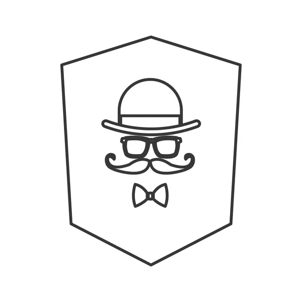 Hat brýle knír motýlek ikona — Stockový vektor