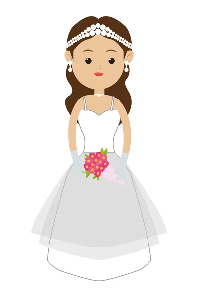 Icône de mariée caucasienne — Image vectorielle