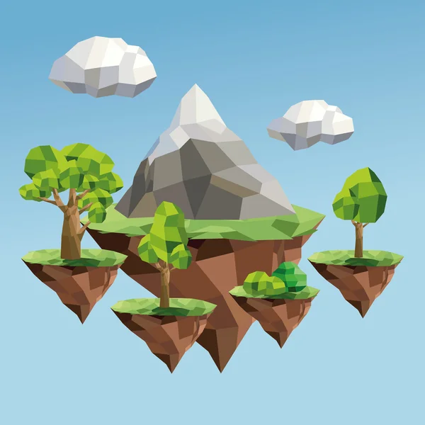 Baum und Berg-Ikone. Polygonales Bild. Vektorgrafik — Stockvektor