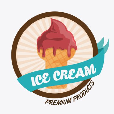 Vintage dondurma mühür damgası üstü. Tatlı tasarım. Vektör grafiği