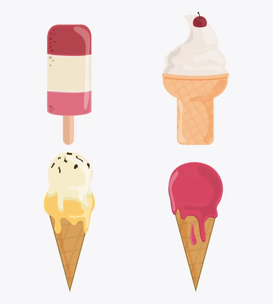 Set de helados vintage. Diseño de postres. Gráfico vectorial — Vector de stock