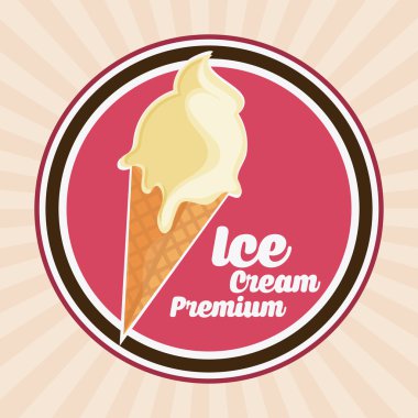 Vintage dondurma mühür damgası üstü. Tatlı tasarım. Vektör grafiği