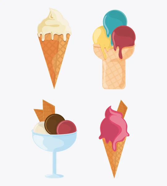 Set de helados vintage. Diseño de postres. Gráfico vectorial — Vector de stock