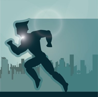 Süper kahraman simgesi. Karikatür tasarım. vektör grafiği