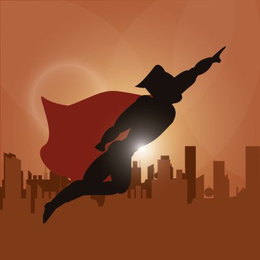 Süper kahraman simgesi. Karikatür tasarım. vektör grafiği