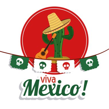 Kaktüs şapka simgesi olan. Meksika kültür. Vektör grafiği