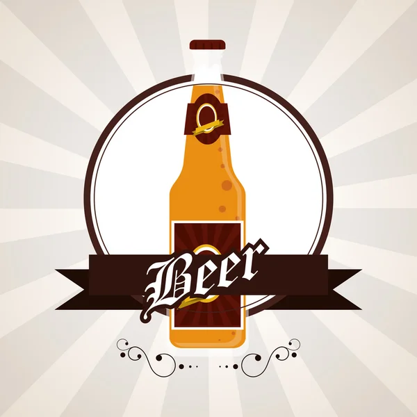 Icono de botella de cerveza. Diseño de bebidas y bebidas. Gráfico vectorial — Archivo Imágenes Vectoriales