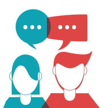 kadın ve adam balonu simgesinin ile. İnsanlar tasarım. Vektör grafiği