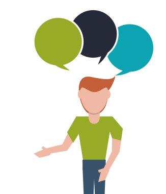 adam ve kabarcık simgesi. İnsanlar tasarım. Vektör grafiği