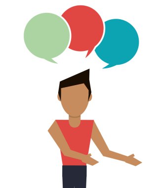 adam ve kabarcık simgesi. İnsanlar tasarım. Vektör grafiği