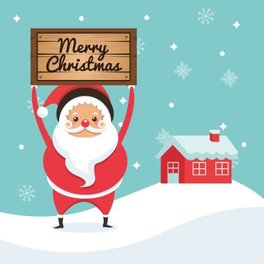 Noel Baba çizgi film simgesi. Mutlu Noeller. Vektör grafiği