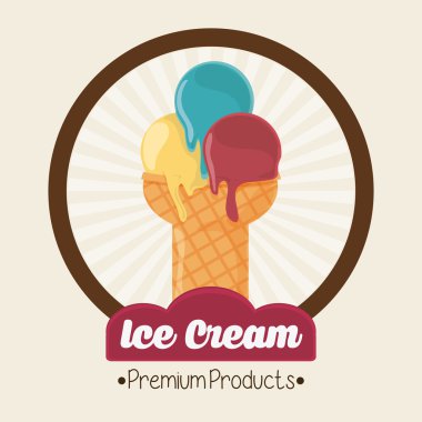 Vintage dondurma mühür damgası üstü. Tatlı tasarım. Vektör grafiği