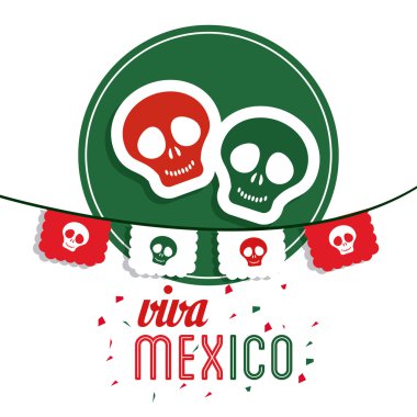 Kafatası simgesi. Meksika kültür. Vektör grafiği