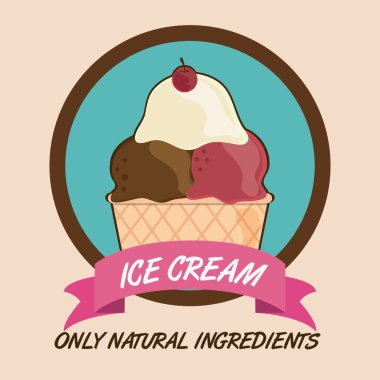 Vintage dondurma mühür damgası üstü. Tatlı tasarım. Vektör grafiği