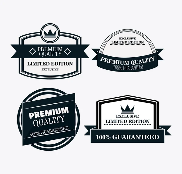 Etiket simge seti. Sigorta primi ve kaliteli tasarım. Vektör grafiği