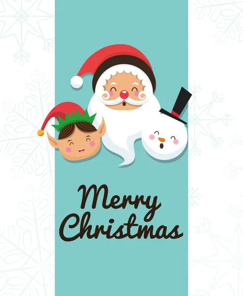 Babbo Natale, elfo e pupazzo di neve icona. Buon Natale. Ciao. Grafico vettoriale — Vettoriale Stock