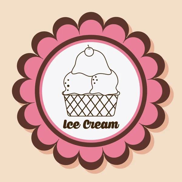 Crème glacée vintage sur timbre de phoque. Dessert design. Graphes vectoriels — Image vectorielle